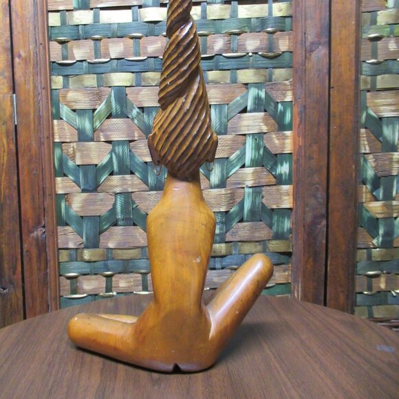 Wooden Statue Meditating Woman - Picture 5 of 9